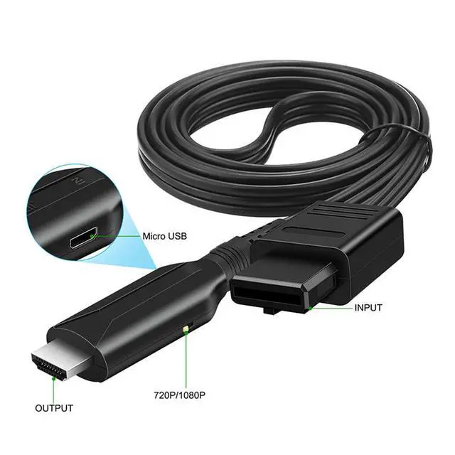 Alt view image 3 of 6 - HDMI Cable, N64 to HDMI Adapter Cables HD Converter Connector Video Conversion Line 1080P/720P 1M Cord Compatible with Nintendo 64 N64/NGC/SNES, TV/Monitor