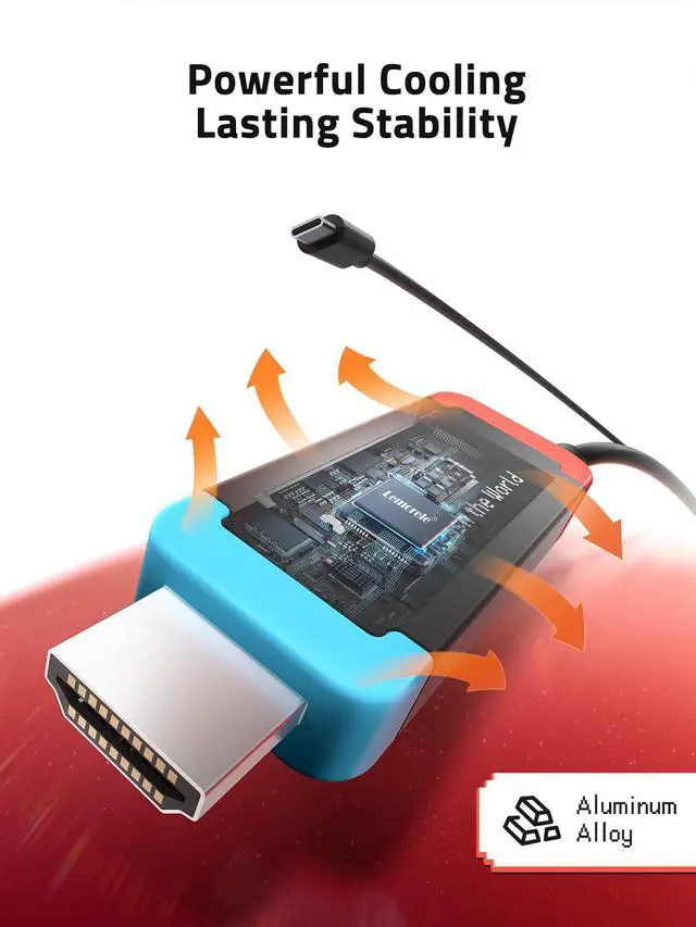 Alt view image 6 of 7 - 100W PD USBC to HDMI Adapter Cable for Switch 2, 4K@60Hz