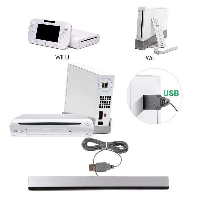 Alt view image 7 of 7 - USB Sensor Bar for Wii, USB Wired Sensor Bar for Nintendo Wii and Wii U
