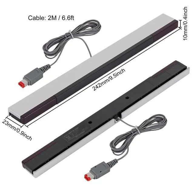 Alt view image 5 of 7 - Sensor Bar for Wii and Wii U, Replacement Wired Infrared Ray Sensor Bar