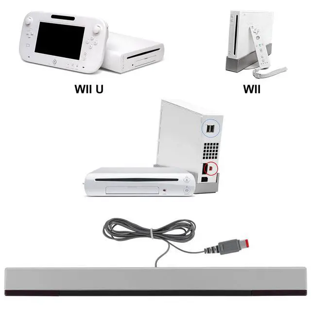 Alt view image 6 of 7 - Sensor Bar for Wii and Wii U, Replacement Wired Infrared Ray Sensor Bar