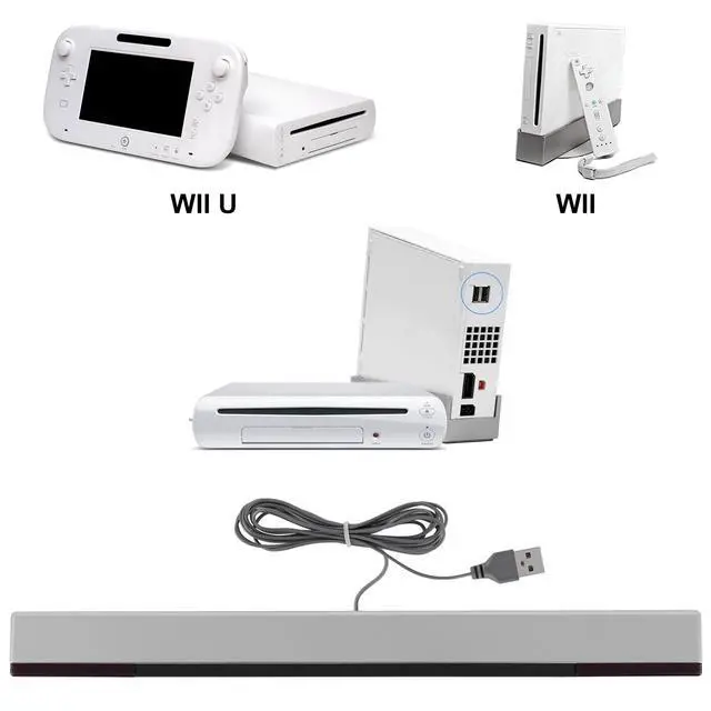 Alt view image 6 of 7 - USB Sensor Bar for Wii / Wii U, Replacement Wired Infrared Ray Sensor Bar