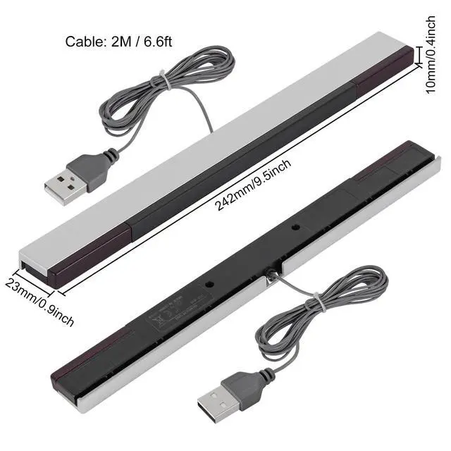 Alt view image 5 of 7 - USB Sensor Bar for Wii / Wii U, Replacement Wired Infrared Ray Sensor Bar