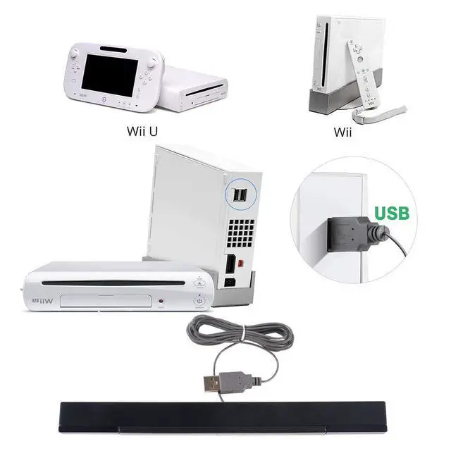 Alt view image 7 of 7 - USB Sensor Bar for Wii, USB Wired Sensor Bar for Nintendo Wii and Wii U