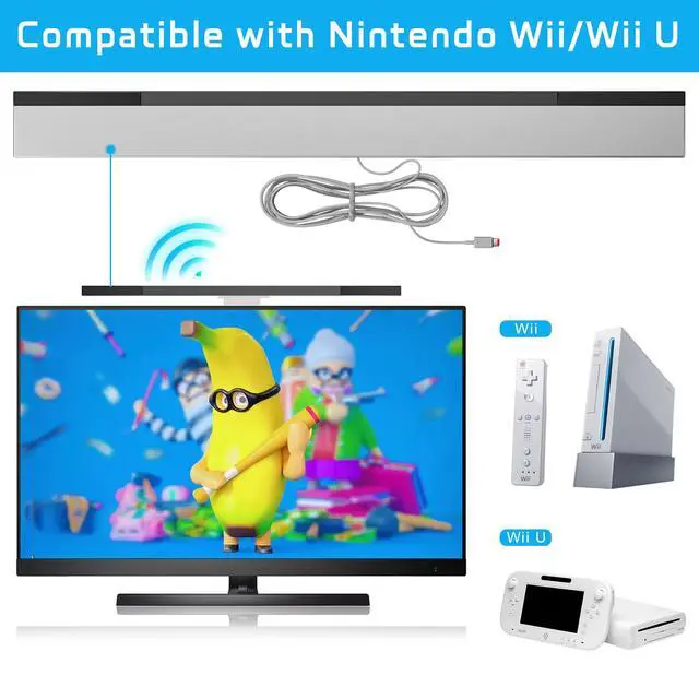 Alt view image 2 of 7 - Wii Wired Infrared Ray Sensor Bar Replacement Video Game Accessories Compatible with Nintendo Wii and Wii U Console, Includes Clear Stand