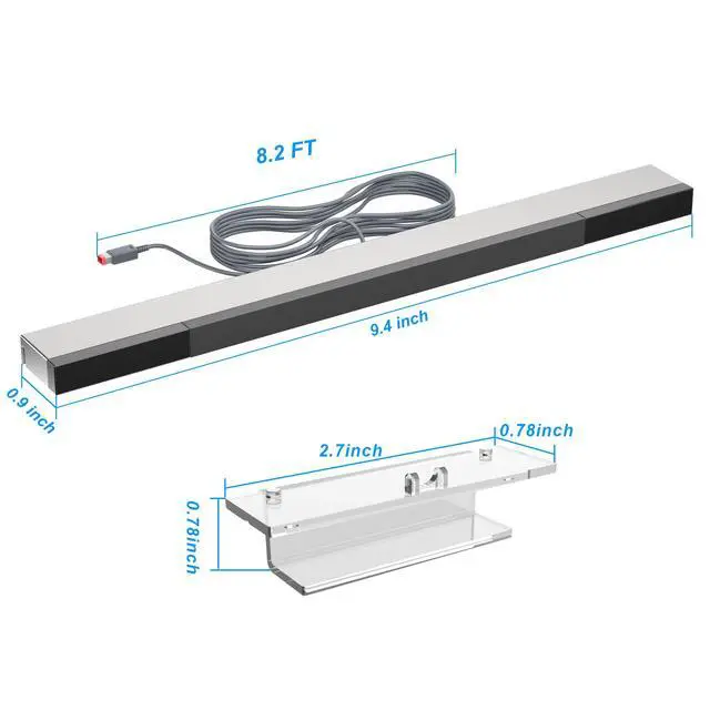 Alt view image 6 of 7 - Wii Wired Infrared Ray Sensor Bar Replacement Video Game Accessories Compatible with Nintendo Wii and Wii U Console, Includes Clear Stand
