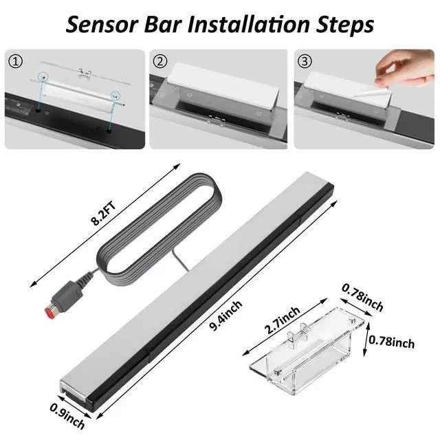 Alt view image 7 of 7 - Motion Sensor Bar for Wii - Wired USB Sensor Bar Replacement for Nintendo Wii and Wii U Console - Game Accessories for Wii, Wii U