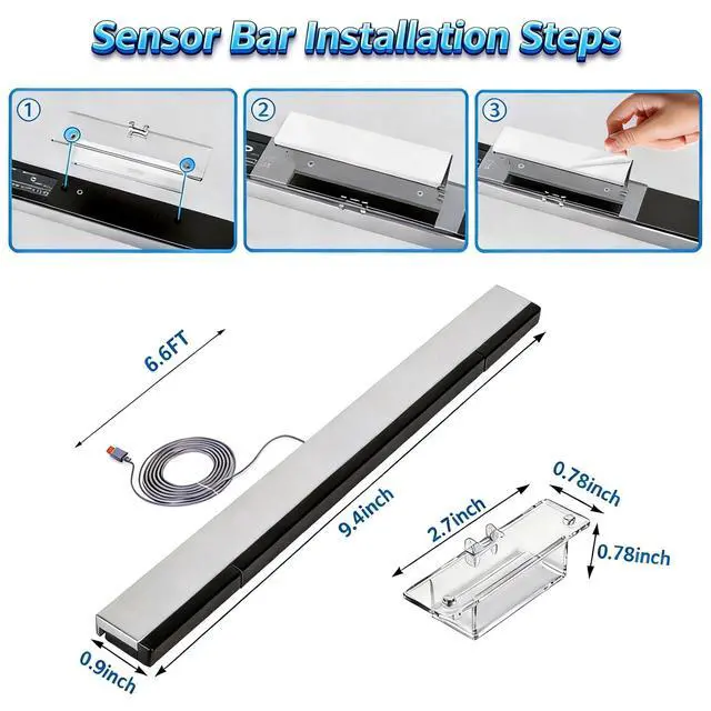 Alt view image 5 of 7 - Wii Wired Sensor Bar for Wii and Wii U Console, Motion Game Accessories