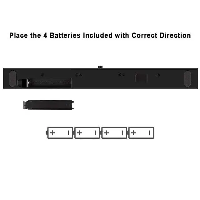 Alt view image 3 of 7 - Replacement Wii Wire-less Sensor Bar, Motion Sensor Signal Receiver for Nintendo Wii and Wii U Console with Stable Stand and 4 AAA Batteries(Black)