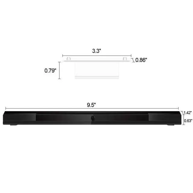 Alt view image 7 of 7 - Replacement Wii Wire-less Sensor Bar, Motion Sensor Signal Receiver for Nintendo Wii and Wii U Console with Stable Stand and 4 AAA Batteries(Black)