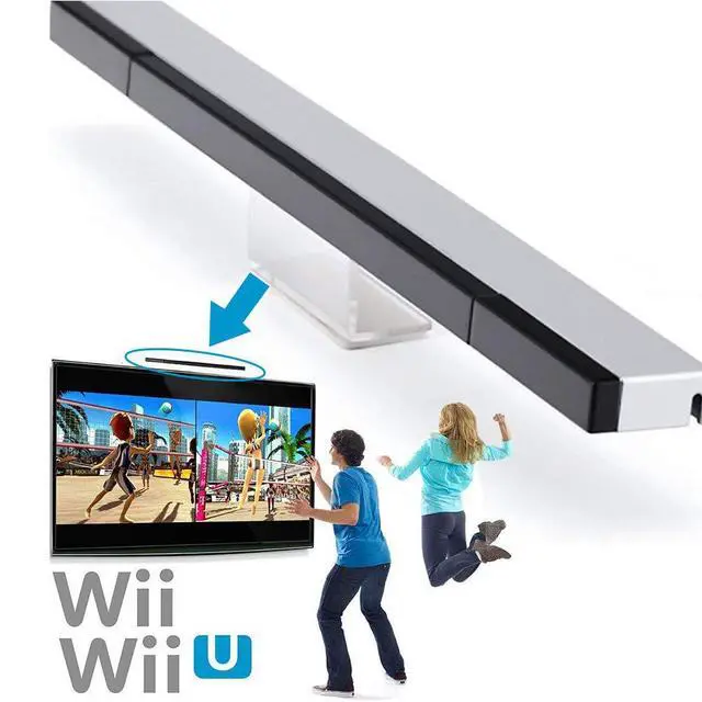 Alt view image 5 of 7 - Replacement Wii Wire-less Sensor Bar, Motion Sensor Signal Receiver for Nintendo Wii and Wii U Console with Stable Stand and 4 AAA Batteries(Black)