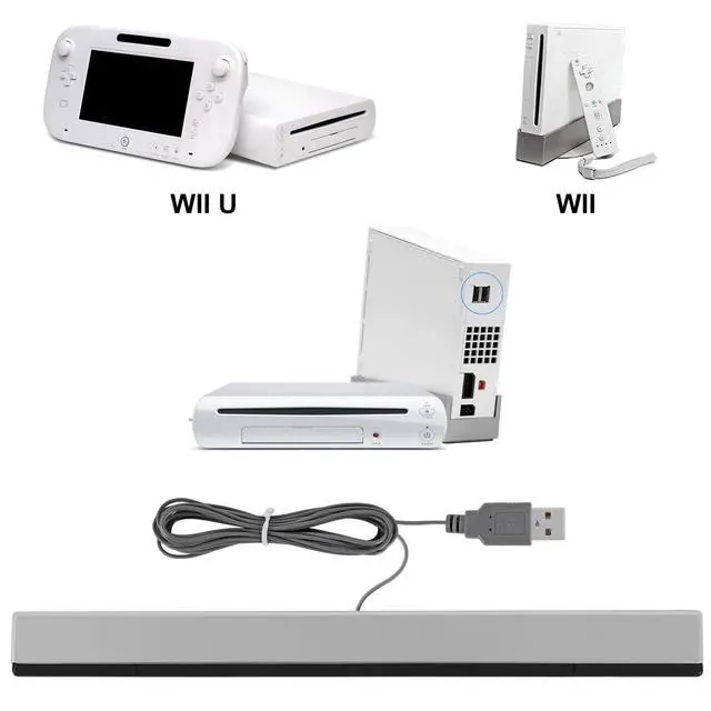 Alt view image 6 of 7 - USB Sensor Bar for Wii, Wii U, Replacement IR Motion Sensor Bar