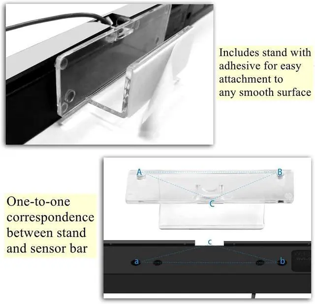 Alt view image 6 of 7 - Wii Sensor Bar Original Wii Sensor,IR Signal Ray Sensor Bar Wired Receiver with a Stand,for Nintendo WII/WIIU