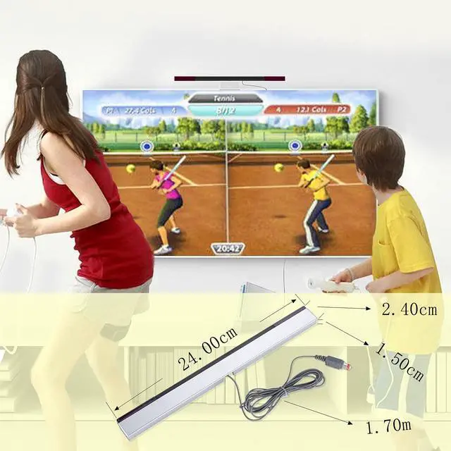 Alt view image 3 of 7 - Wii Sensor Bar Original Wii Sensor,IR Signal Ray Sensor Bar Wired Receiver with a Stand,for Nintendo WII/WIIU
