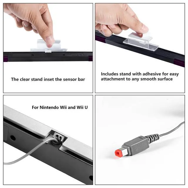 Alt view image 4 of 7 - AV Cable and Sensor Bar for Wii Wii U, Audio Video AV Cable Cord and Wired Infrared Ray Sensor Bar for Nintendo Wii and Wii U