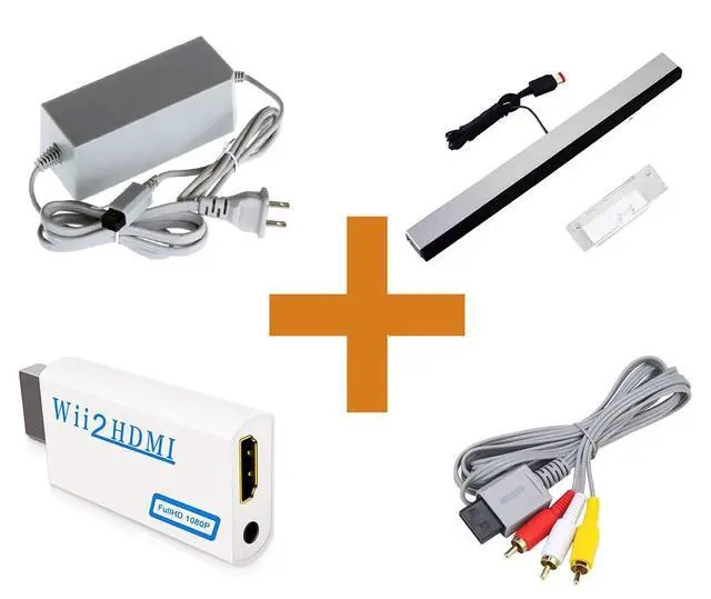 Alt view image 7 of 7 - 4 in 1 Wii Replacement Cables Set - AC Power Adapter, Wii to HDMI Converter, Wired Motion Sensor Bar and Composite AV Cable