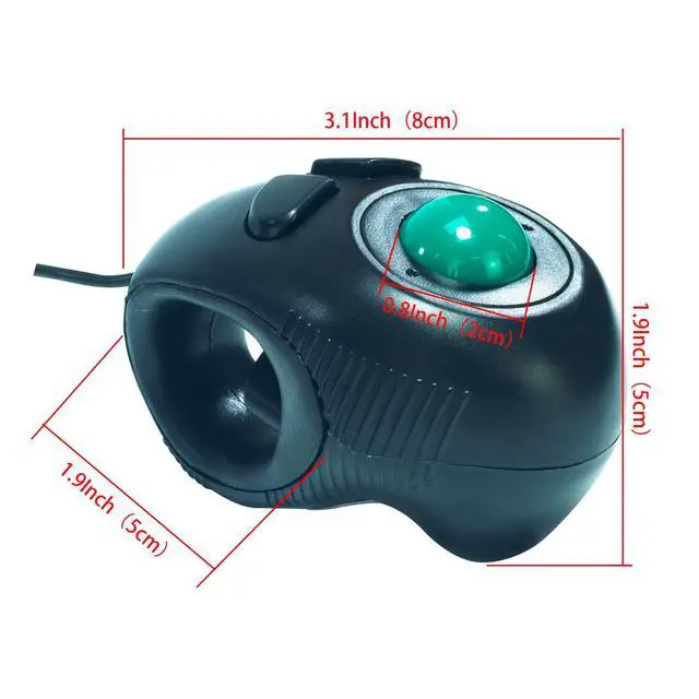 Alt view image 2 of 6 - Mini Handheld Trackball Mouse Finger Mouse USB Wire with Roller Ball