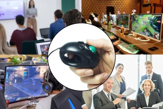 Alt view image 5 of 6 - Mini Handheld Trackball Mouse Finger Mouse USB Wire with Roller Ball