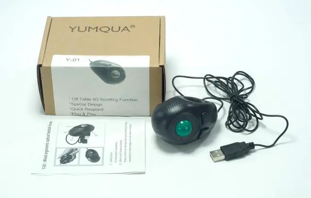 Alt view image 6 of 6 - Mini Handheld Trackball Mouse Finger Mouse USB Wire with Roller Ball