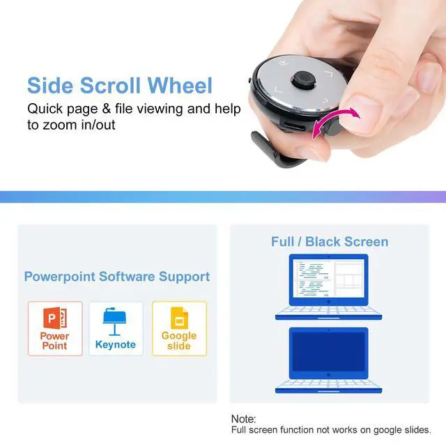Alt view image 5 of 7 - 3 in 1 Bluetooth Finger Ring Mouse, Wireless Presentation Clicker, Video Scroller & Page Turn for Kindle APP, Mini Wearable Mouse, Rechargeable Handheld Remote Mice for PC, Laptop, Mac, Tablet