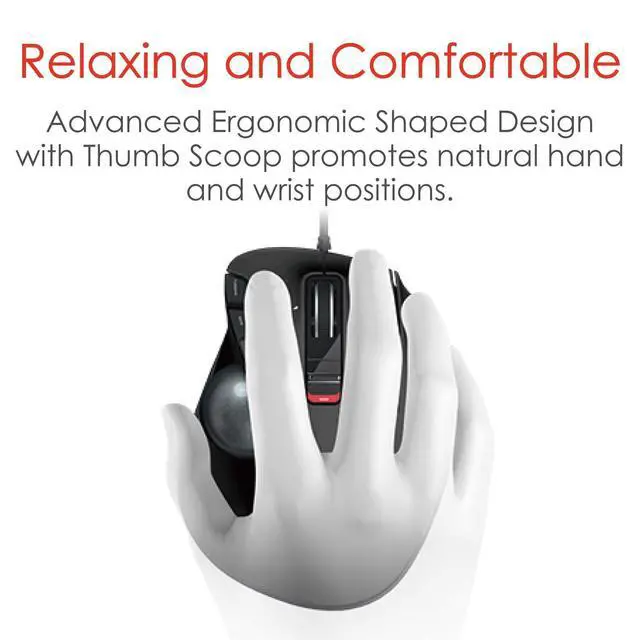 Alt view image 3 of 7 - EX-G Wired Trackball Mouse, Ergonomic, Thumb Control, Smooth Tracking Roller Ball, 6 Programmable Buttons, Tilt Scroll Computer Mice for PC Mac