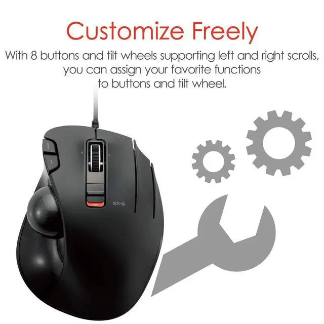 Alt view image 7 of 7 - EX-G Wired Trackball Mouse, Ergonomic, Thumb Control, Smooth Tracking Roller Ball, 6 Programmable Buttons, Tilt Scroll Computer Mice for PC Mac