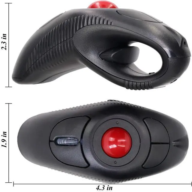 Alt view image 6 of 7 - Wireless 2.4G USB Ergonomic Trackball Handheld Finger Mouse
