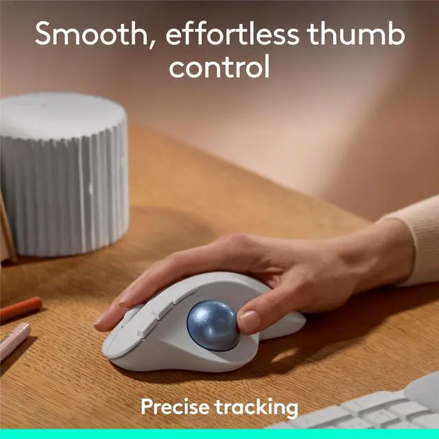 Alt view image 2 of 7 - Ergo M575S Wireless Bluetooth Trackball Mouse- Off-White Blue Ball