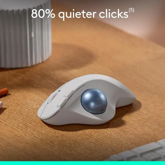 Alt view image 7 of 7 - Ergo M575S Wireless Bluetooth Trackball Mouse- Off-White Blue Ball
