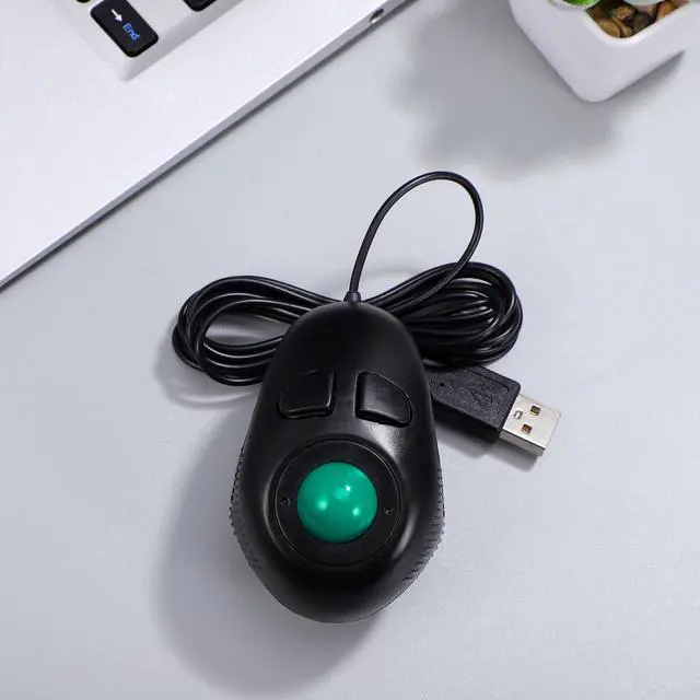 Alt view image 7 of 7 - 1 Pc Wired Handheld Trackball Mouse - Ergonomic 4D Finger Thumb Controller for Laptop Computer PC Mobile Office Work Portable Off Table Design Black 4.33 x 2.36 x 1.97 in