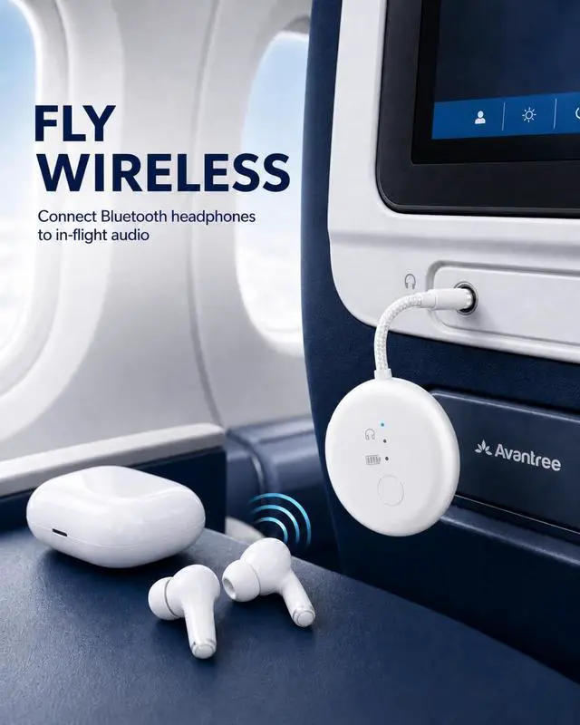 Alt view image 2 of 7 - SoundJet R1-25Hr Airplane Bluetooth Adapter for All AirPods