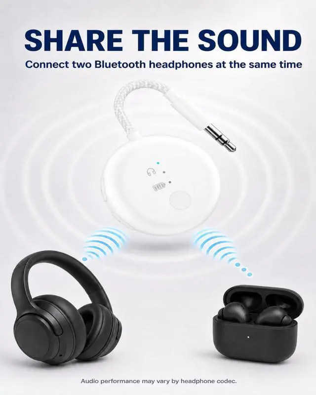 Alt view image 3 of 7 - SoundJet R1-25Hr Airplane Bluetooth Adapter for All AirPods