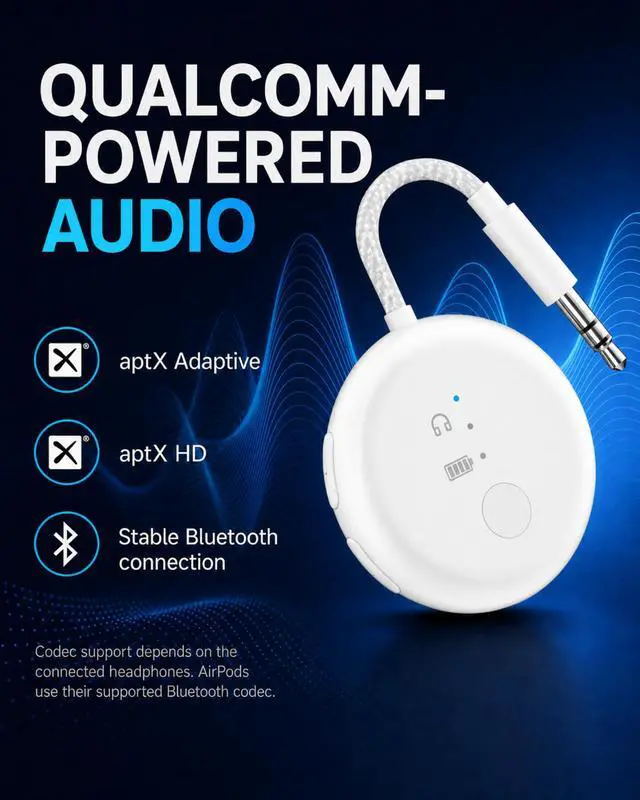 Alt view image 4 of 7 - SoundJet R1-25Hr Airplane Bluetooth Adapter for All AirPods