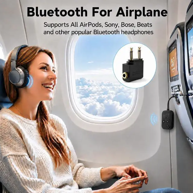 Alt view image 2 of 7 - Bluetooth 6.0 Audio Transmitter Receiver, Airplane Bluetooth Adapter for TV