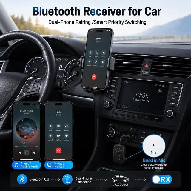 Alt view image 5 of 7 - Bluetooth 6.0 Audio Transmitter Receiver, Airplane Bluetooth Adapter for TV