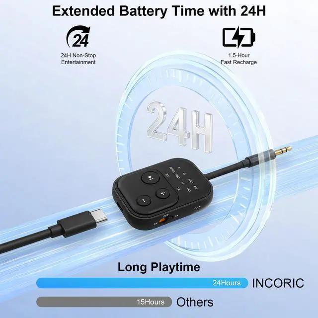 Alt view image 7 of 7 - Bluetooth 6.0 Audio Transmitter Receiver, Airplane Bluetooth Adapter for TV