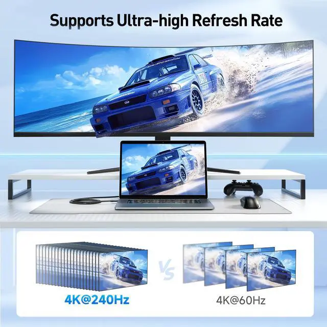 Alt view image 4 of 7 - 48Gbps Unidirectional USB C to HDMI 2.1 Cable, 6ft