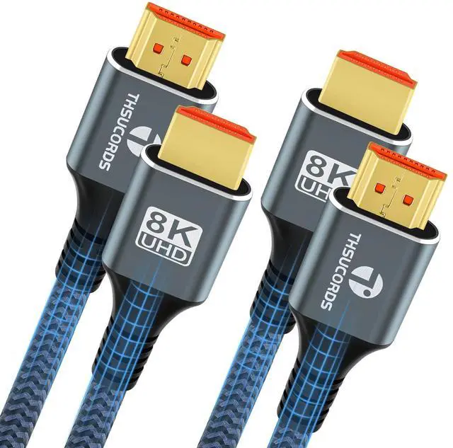 Main image of 8K 4K HDMI Cable 10FT 2 Pack, High Speed Braided HDMI to HDMI 2.1 Cord Supports 8K@60Hz, 4K@120Hz 144Hz 48Gbps Compatible with Roku TV/PS5/HDTV/Blu-ray