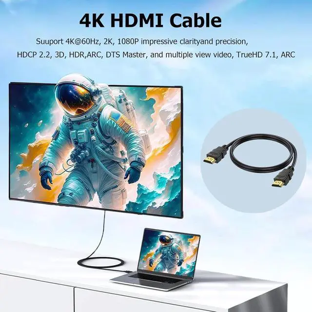 Alt view image 4 of 7 - Short HDMI Cable 1 FT 5-Pack, Shielded 4K HDTV Cord, Gold-Plated,3D HDR