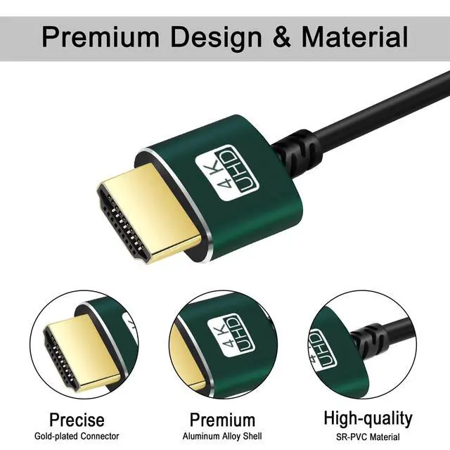 Alt view image 2 of 7 - Thin HDMI to HDMI Cable 25FT 2 Pack, Ultra Slim & Flexible HDMI Cord Supports High Speed 4K@60Hz 18gbps 2160p 1080p