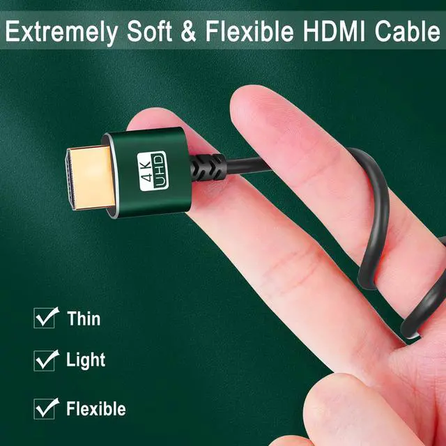 Alt view image 6 of 7 - Thin HDMI to HDMI Cable 25FT 2 Pack, Ultra Slim & Flexible HDMI Cord Supports High Speed 4K@60Hz 18gbps 2160p 1080p