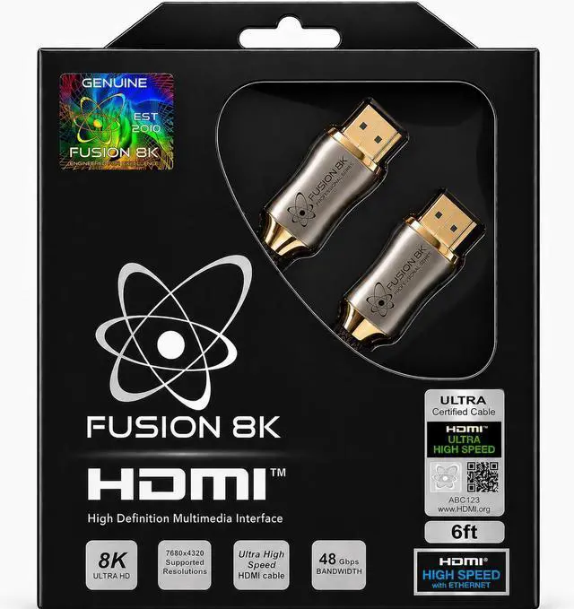 Main image of Certified HDMI 2.1 Cable 48Gbps 6 Feet - 10K 8K@60Hz 4K@120Hz 144Hz | eARC HDR10 Dolby Vision HDCP 2.3 | Braided Cord for PS5, Xbox Series X, Apple TV 4K, Roku, OLED TV