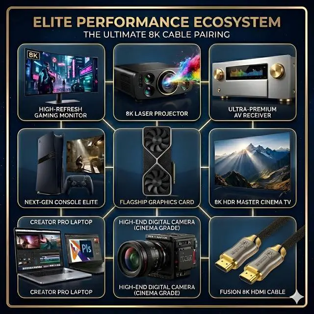 Alt view image 7 of 7 - Certified HDMI 2.1 Cable 48Gbps 6 Feet - 10K 8K@60Hz 4K@120Hz 144Hz | eARC HDR10 Dolby Vision HDCP 2.3 | Braided Cord for PS5, Xbox Series X, Apple TV 4K, Roku, OLED TV