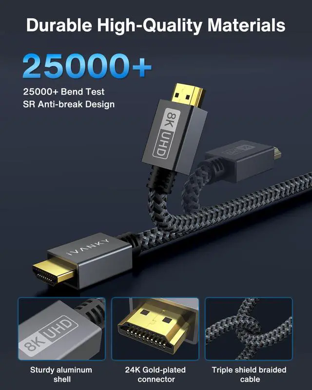 Alt view image 4 of 7 - 10K 8K HDMI Cable 10 ft, 48Gbps HDMI 2.1 Cable Ultra High Speed