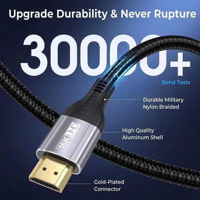 Alt view image 4 of 7 - 16K 8K Short HDMI Cable 1.5FT 96Gbps Ultra High Speed HDMI 2.2 Cord 18inch