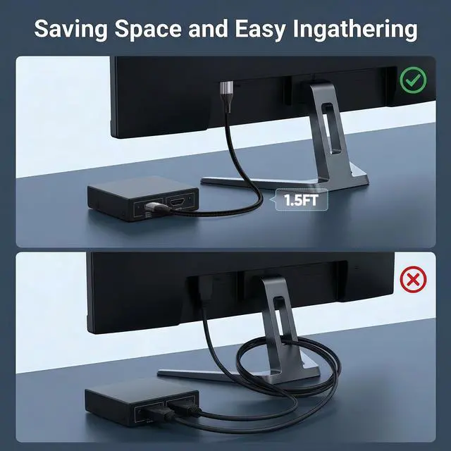 Alt view image 5 of 7 - 16K 8K Short HDMI Cable 1.5FT 96Gbps Ultra High Speed HDMI 2.2 Cord 18inch