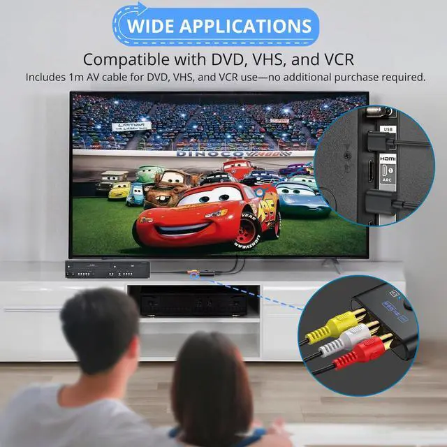 Alt view image 6 of 7 - RCA to HDMI Converter with AV Cable - 16:9/4:3 Conversion 1080P AV to HDMI Adapter for Wii/PS1/PS2/N64/X-box/DVD/VCR,Composite CVBS Video Audio Converter with HDMI Cable Supports PAL,NTSC