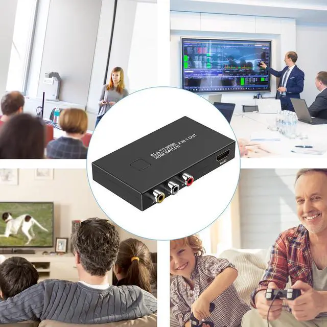 Alt view image 7 of 7 - RCA to HDMI Converter, AV to HDMI Converter Adapter 2 in 1 Out | (1 RCA and 1 hdmi in) with HDMI Cable Support 4K@30Hz 3D 1080P for VHS VCR Xbox PS4 Roku Blue-Ray DVD Players