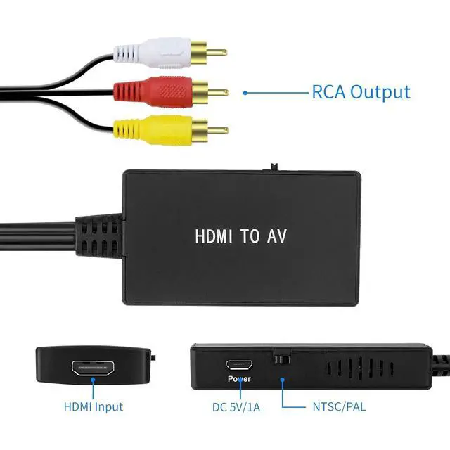 Alt view image 4 of 7 - HDMI to RCA Converter, HDMI to AV Composite Adapter Supports PAL/NTSC | HDMI to Component For TV Stick, Roku, Android TV Box, DVD