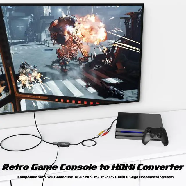 Alt view image 2 of 7 - Red White Yellow to HDMI Converter, AV RCA to HDMI Adapter 1080p/720p | for Wii SNES N64 PS1 PS2 PS3 GameCube XBOX VCR/VHS Player to TV Monitor